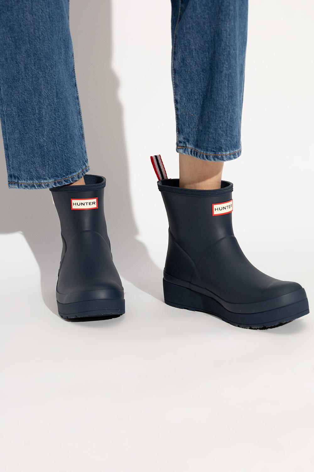 Hunter short navy on sale boots